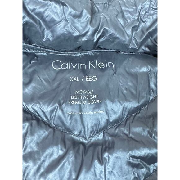 Calvin Klein Packable Lightweight Premium Down Long Coat Removable Hood XXL Gray - Picture 2 of 8